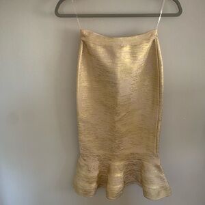 Herve Leger gold metallic skirt